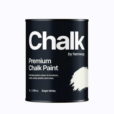 Hemway Chalk Paint Flat Matt Bright White 1L Shabby Chic, Smooth Chalky Finish, Interior Furniture, Walls, Wood, Quick Dry