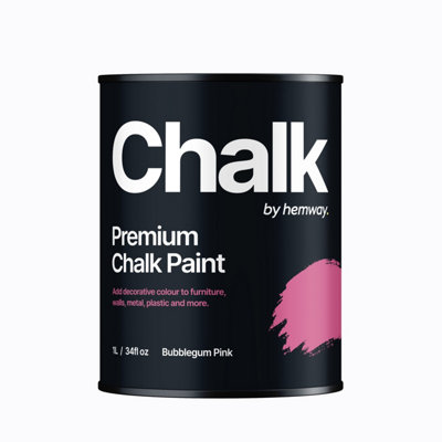 Hemway Chalk Paint Flat Matt Bubblegum Pink 1L Shabby Chic, Smooth Chalky Finish, Interior Furniture, Walls, Wood, Quick Dry