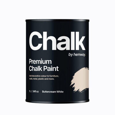 Hemway Chalk Paint Flat Matt Buttercream White 1L Shabby Chic, Smooth Chalky Finish, Interior Furniture, Walls, Wood, Quick Dry