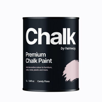 Hemway Chalk Paint Flat Matt Candy Floss Pink 1L Shabby Chic, Smooth Chalky Finish, Interior Furniture, Walls, Wood, Quick Dry