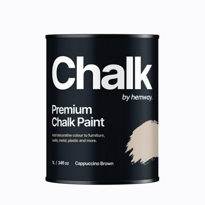 Hemway Chalk Paint Flat Matt Cappuccino Brown 1L Shabby Chic, Smooth Chalky Finish, Interior Furniture, Walls, Wood, Quick Dry