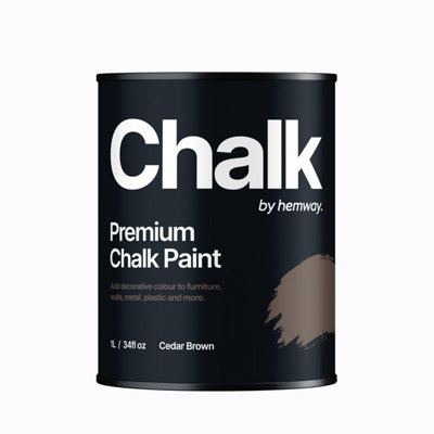 Hemway Chalk Paint Flat Matt Cedar Brown 1L Shabby Chic, Smooth Chalky Finish, Interior Furniture, Walls, Wood, Quick Dry