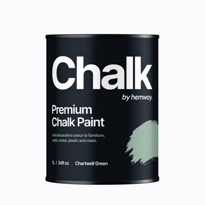 Hemway Chalk Paint Flat Matt Chartwell Green 1L Shabby Chic, Smooth Chalky Finish, Interior Furniture, Walls, Wood, Quick Dry