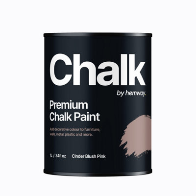 Hemway Chalk Paint Flat Matt Cinder Blush Pink 1L Shabby Chic, Smooth Chalky Finish, Interior Furniture, Walls, Wood, Quick Dry