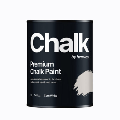 Hemway Chalk Paint Flat Matt Corn White 1L Shabby Chic, Smooth Chalky Finish, Interior Furniture, Walls, Wood, Quick Dry