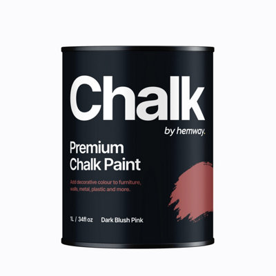 Hemway Chalk Paint Flat Matt Dark Blush Pink 1L Shabby Chic, Smooth Chalky Finish, Interior Furniture, Walls, Wood, Quick Dry