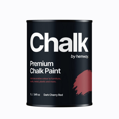 Hemway Chalk Paint Flat Matt Dark Cherry Red 1L Shabby Chic, Smooth Chalky Finish, Interior Furniture, Walls, Wood, Quick Dry