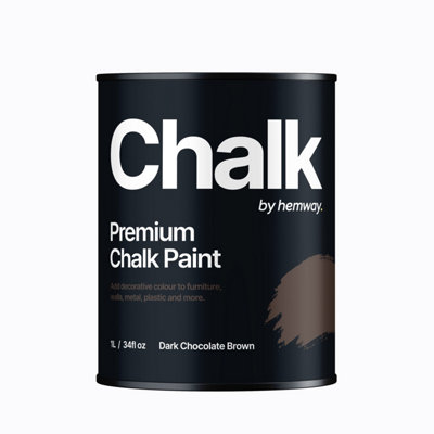 Hemway Chalk Paint Flat Matt Dark Chocolate Brown 1L Shabby Chic, Smooth Chalky Finish, Interior Furniture, Walls, Wood, Quick Dry