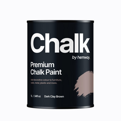 Hemway Chalk Paint Flat Matt Dark Clay Brown 1L Shabby Chic, Smooth Chalky Finish, Interior Furniture, Walls, Wood, Quick Dry