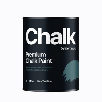 Hemway Chalk Paint Flat Matt Dark Teal Blue 1L Shabby Chic, Smooth Chalky Finish, Interior Furniture, Walls, Wood, Quick Dry