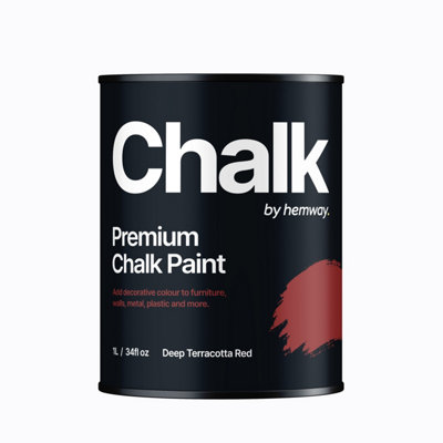 Hemway Chalk Paint Flat Matt Deep Terracotta Red 1L Shabby Chic, Smooth Chalky Finish, Interior Furniture, Walls, Wood, Quick Dry