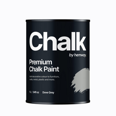 Hemway Chalk Paint Flat Matt Dove Grey 1L Shabby Chic, Smooth Chalky Finish, Interior Furniture, Walls, Wood, Quick Dry