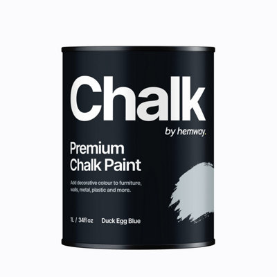 Hemway Chalk Paint Flat Matt Duck Egg Blue 1L Shabby Chic, Smooth Chalky Finish, Interior Furniture, Walls, Wood, Quick Dry