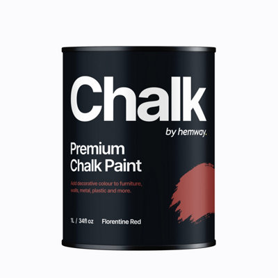 Hemway Chalk Paint Flat Matt Florentine Red 1L Shabby Chic, Smooth Chalky Finish, Interior Furniture, Walls, Wood, Quick Dry