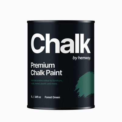 Hemway Chalk Paint Flat Matt Forest Green 1L Shabby Chic, Smooth Chalky Finish, Interior Furniture, Walls, Wood, Quick Dry