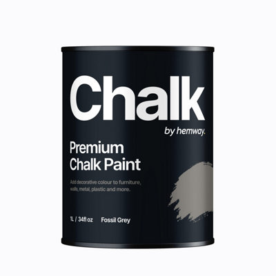 Hemway Chalk Paint Flat Matt Fossil Grey 1L Shabby Chic, Smooth Chalky Finish, Interior Furniture, Walls, Wood, Quick Dry