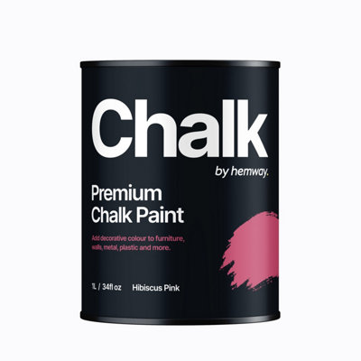 Hemway Chalk Paint Flat Matt Hibiscus Pink 1L Shabby Chic, Smooth Chalky Finish, Interior Furniture, Walls, Wood, Quick Dry