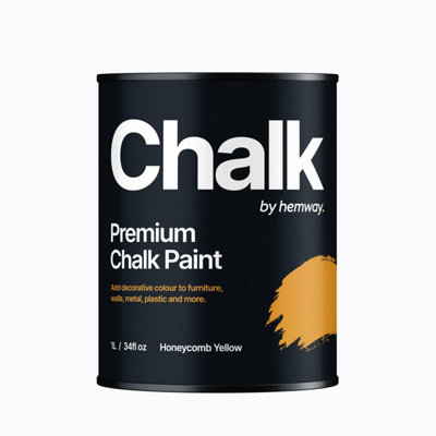 Hemway Chalk Paint Flat Matt Honeycomb Yellow 1L Shabby Chic, Smooth Chalky Finish, Interior Furniture, Walls, Wood, Quick Dry