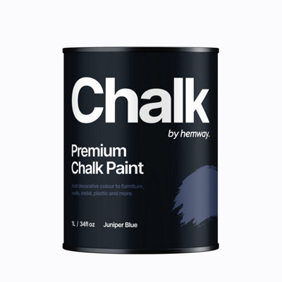 Hemway Chalk Paint Flat Matt Juniper Blue 1L Shabby Chic, Smooth Chalky Finish, Interior Furniture, Walls, Wood, Quick Dry