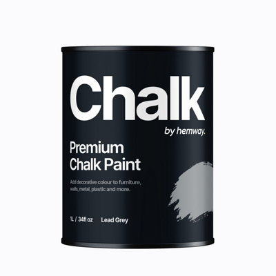 Hemway Chalk Paint Flat Matt Lead Grey 1L Shabby Chic, Smooth Chalky Finish, Interior Furniture, Walls, Wood, Quick Dry