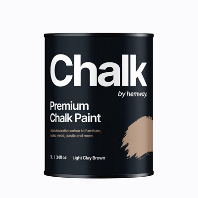 Hemway Chalk Paint Flat Matt Light Clay Brown 1L Shabby Chic, Smooth Chalky Finish, Interior Furniture, Walls, Wood, Quick Dry