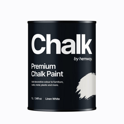 Hemway Chalk Paint Flat Matt Linen White 1L Shabby Chic, Smooth Chalky Finish, Interior Furniture, Walls, Wood, Quick Dry