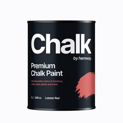 Hemway Chalk Paint Flat Matt Lobster Red 1L Shabby Chic, Smooth Chalky Finish, Interior Furniture, Walls, Wood, Quick Dry