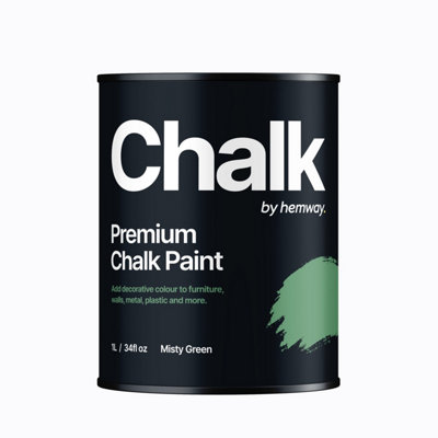 Hemway Chalk Paint Flat Matt Misty Green 1L Shabby Chic, Smooth Chalky Finish, Interior Furniture, Walls, Wood, Quick Dry