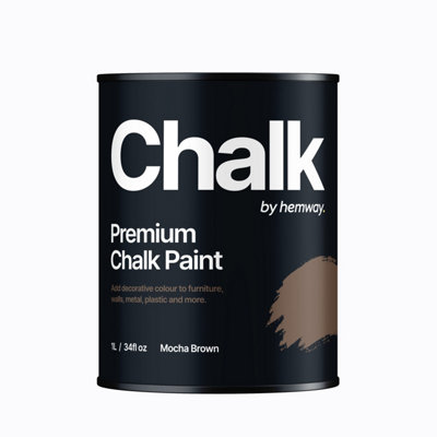 Hemway Chalk Paint Flat Matt Mocha Brown 1L Shabby Chic, Smooth Chalky Finish, Interior Furniture, Walls, Wood, Quick Dry