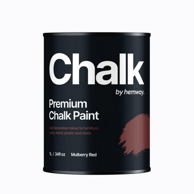 Hemway Chalk Paint Flat Matt Mulberry Red 1L Shabby Chic, Smooth Chalky Finish, Interior Furniture, Walls, Wood, Quick Dry