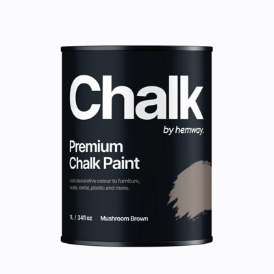 Hemway Chalk Paint Flat Matt Mushroom Brown 1L Shabby Chic, Smooth Chalky Finish, Interior Furniture, Walls, Wood, Quick Dry