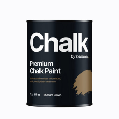 Hemway Chalk Paint Flat Matt Mustard Brown 1L Shabby Chic, Smooth Chalky Finish, Interior Furniture, Walls, Wood, Quick Dry