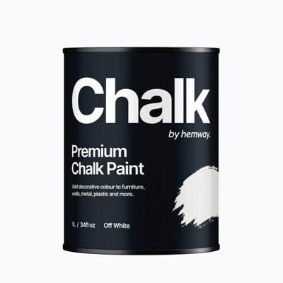 Hemway Chalk Paint Flat Matt Off White 1L Shabby Chic, Smooth Chalky Finish, Interior Furniture, Walls, Wood, Quick Dry