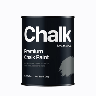 Hemway Chalk Paint Flat Matt Old Stone Grey 1L Shabby Chic, Smooth Chalky Finish, Interior Furniture, Walls, Wood, Quick Dry