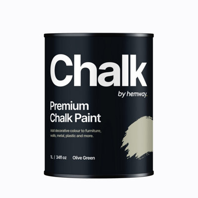 Hemway Chalk Paint Flat Matt Olive Green 1L Shabby Chic, Smooth Chalky Finish, Interior Furniture, Walls, Wood, Quick Dry