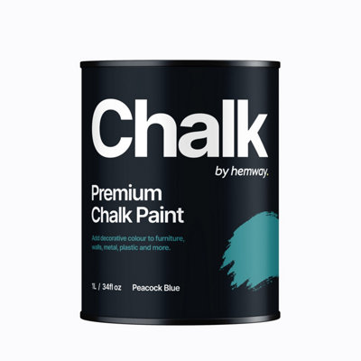 Hemway Chalk Paint Flat Matt Peacock Blue 1L Shabby Chic, Smooth Chalky Finish, Interior Furniture, Walls, Wood, Quick Dry