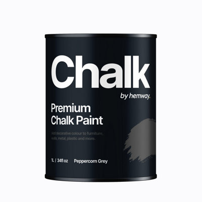 Hemway Chalk Paint Flat Matt Peppercorn Grey 1L Shabby Chic, Smooth Chalky Finish, Interior Furniture, Walls, Wood, Quick Dry