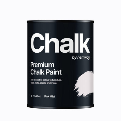 Hemway Chalk Paint Flat Matt Pink Mist 1L Shabby Chic, Smooth Chalky Finish, Interior Furniture, Walls, Wood, Quick Dry