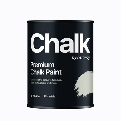 Hemway Chalk Paint Flat Matt Pistachio 1L Shabby Chic, Smooth Chalky Finish, Interior Furniture, Walls, Wood, Quick Dry