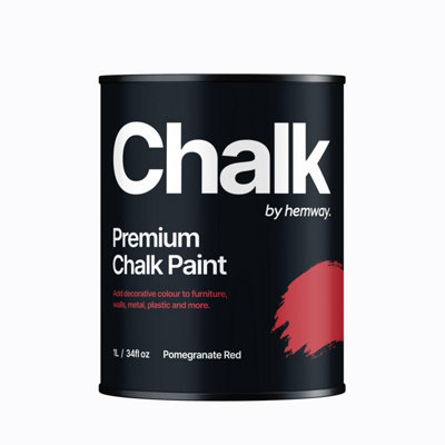 Hemway Chalk Paint Flat Matt Pomegranate Red 1L Shabby Chic, Smooth Chalky Finish, Interior Furniture, Walls, Wood, Quick Dry