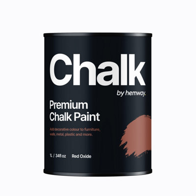 Hemway Chalk Paint Flat Matt Red Oxide 1L Shabby Chic, Smooth Chalky Finish, Interior Furniture, Walls, Wood, Quick Dry