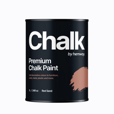 Hemway Chalk Paint Flat Matt Red Sand 1L Shabby Chic, Smooth Chalky Finish, Interior Furniture, Walls, Wood, Quick Dry