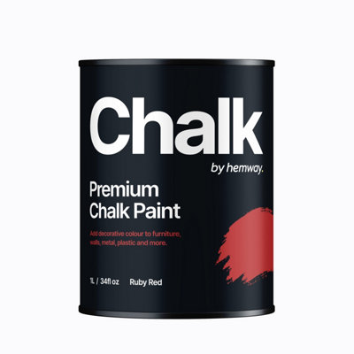 Hemway Chalk Paint Flat Matt Ruby Red 1L Shabby Chic, Smooth Chalky Finish, Interior Furniture, Walls, Wood, Quick Dry