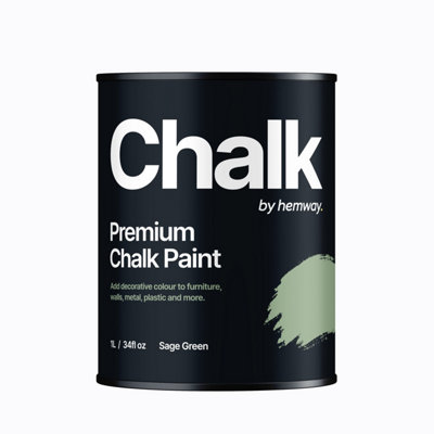 Hemway Chalk Paint Flat Matt Sage Green 1L Shabby Chic, Smooth Chalky Finish, Interior Furniture, Walls, Wood, Quick Dry