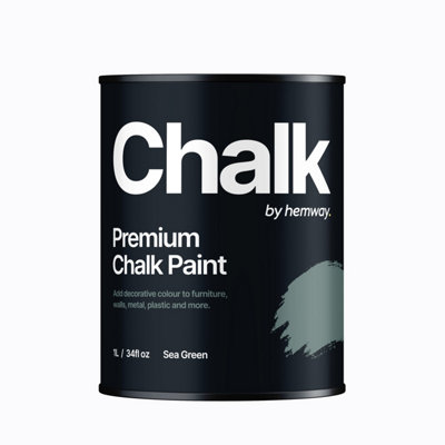 Hemway Chalk Paint Flat Matt Sea Green 1L Shabby Chic, Smooth Chalky Finish, Interior Furniture, Walls, Wood, Quick Dry