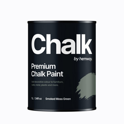 Hemway Chalk Paint Flat Matt Smoked Moss Green 1L Shabby Chic, Smooth Chalky Finish, Interior Furniture, Walls, Wood, Quick Dry