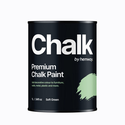 Hemway Chalk Paint Flat Matt Soft Green 1L Shabby Chic, Smooth Chalky Finish, Interior Furniture, Walls, Wood, Quick Dry