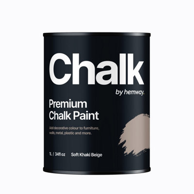 Hemway Chalk Paint Flat Matt Soft Khaki Beige 1L Shabby Chic, Smooth Chalky Finish, Interior Furniture, Walls, Wood, Quick Dry