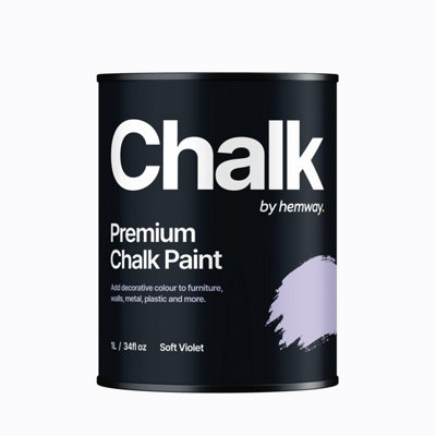 Hemway Chalk Paint Flat Matt Soft Violet 1L Shabby Chic, Smooth Chalky Finish, Interior Furniture, Walls, Wood, Quick Dry