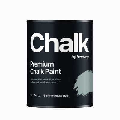 Hemway Chalk Paint Flat Matt Summer House Blue 1L Shabby Chic, Smooth Chalky Finish, Interior Furniture, Walls, Wood, Quick Dry